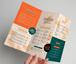 Folded restaurant menus